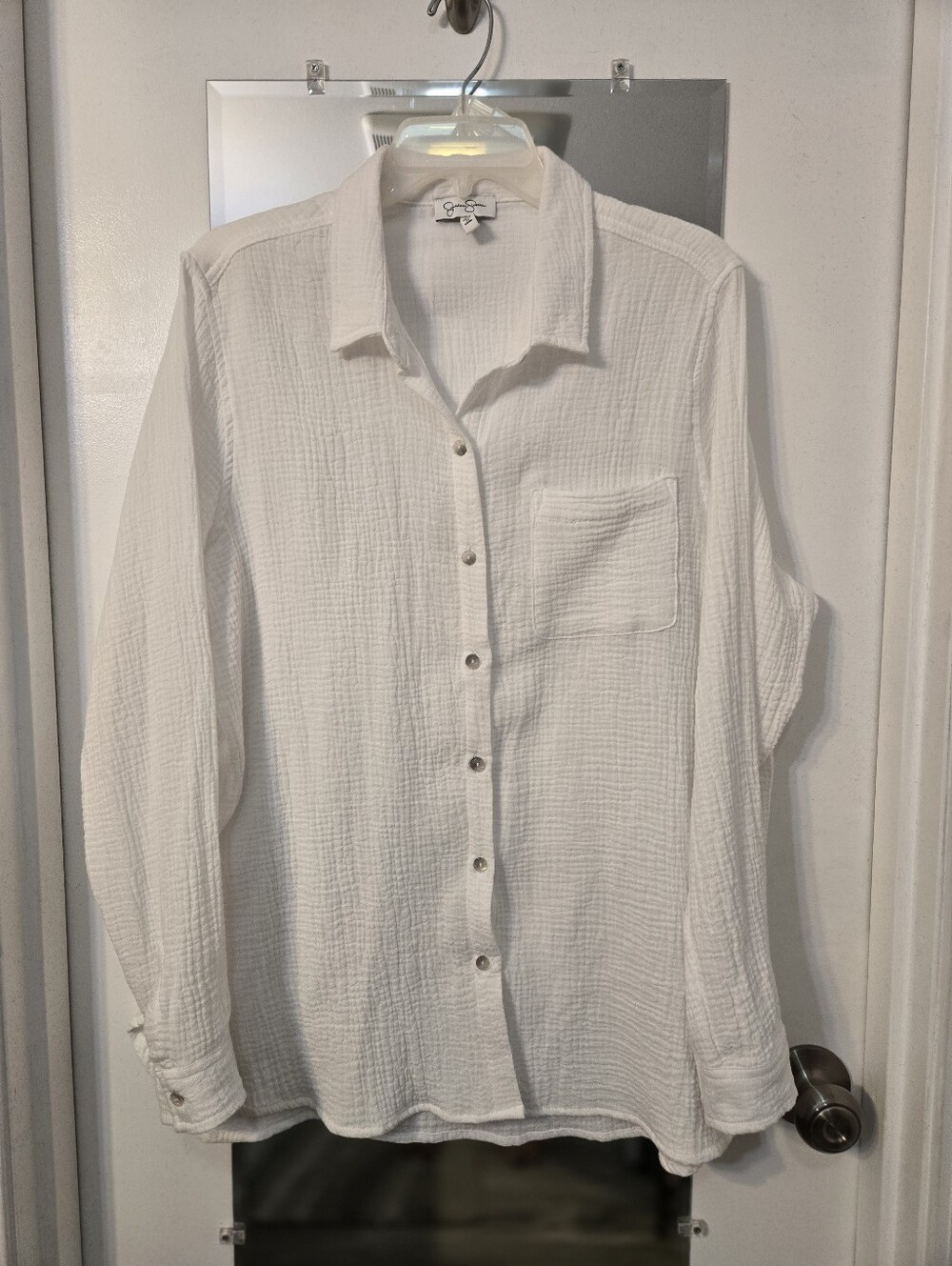 Jessica Simpson White Guaze Button-Down Shirt